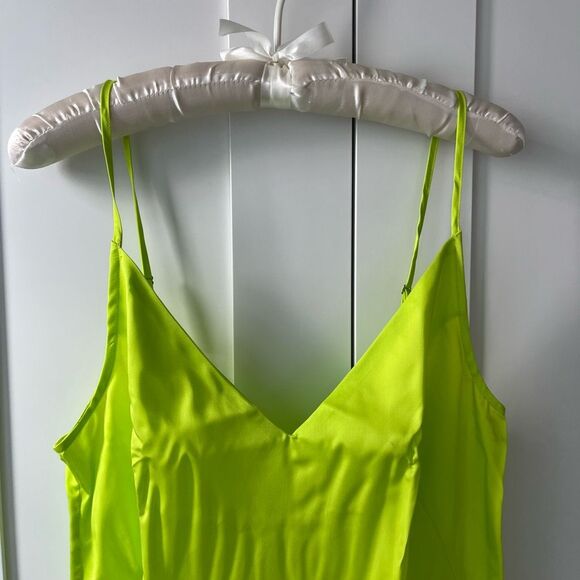 ETTITUDE Sateen Slip Dress in Lime Green medium NIB - Picture 3 of 9